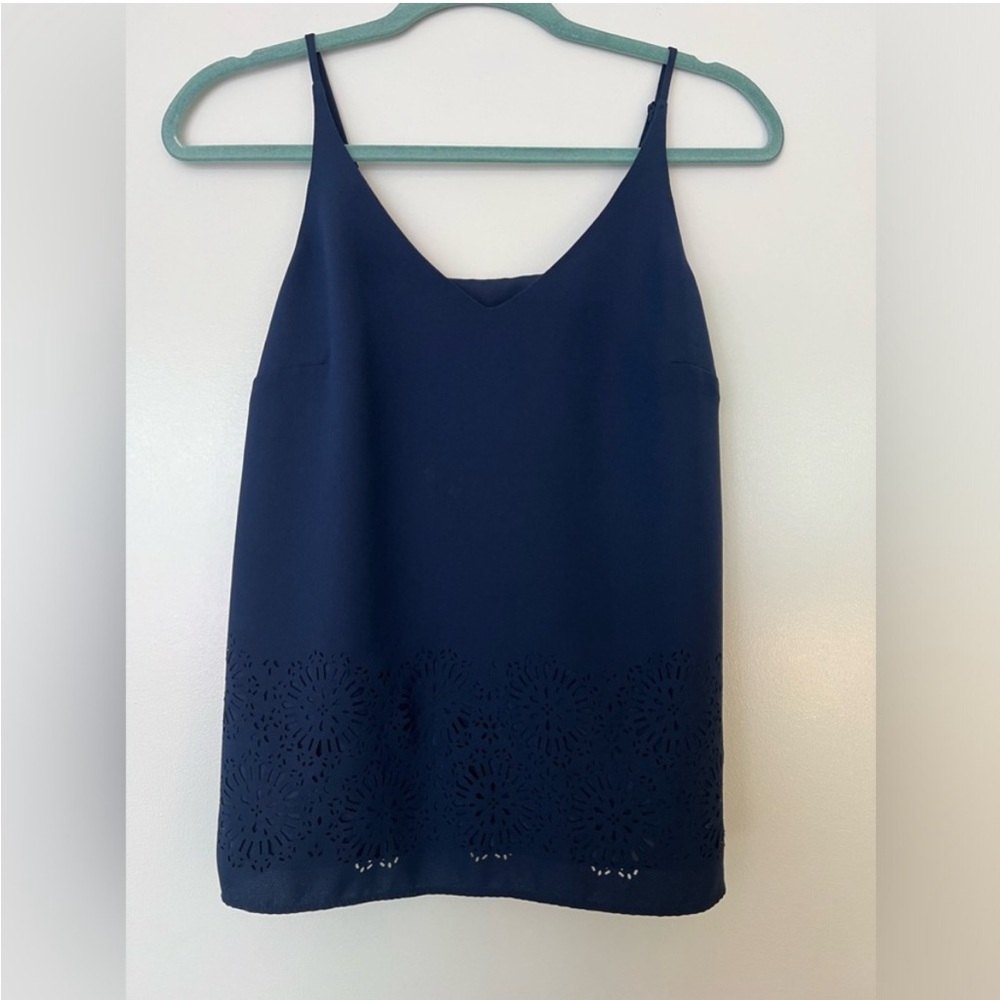 Banana Republic Dark Blue Tank with Floral Cutouts Size XS